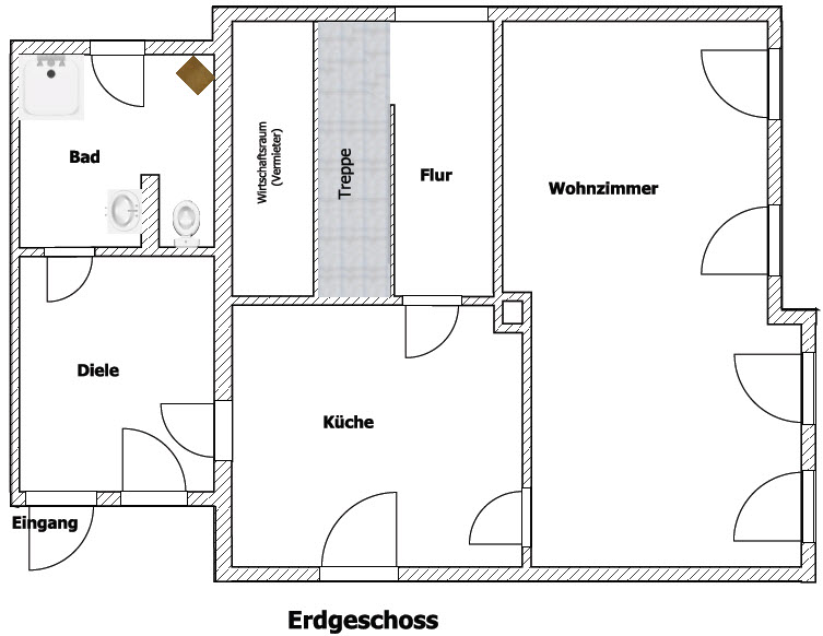 Ferienhaus Nusse - Achtern witten Tuun - Grundriss EG